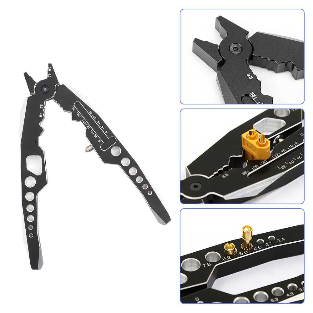 Tiiyee Amortisseurs Pince D'amortisseur, Multifonction Métalliques Noir | Tête Sphérique Clip RC Struts D'amortisseur Outil de Maintenance Voiture Télécommandée Camion Hors Route Buggy Rock Crawler