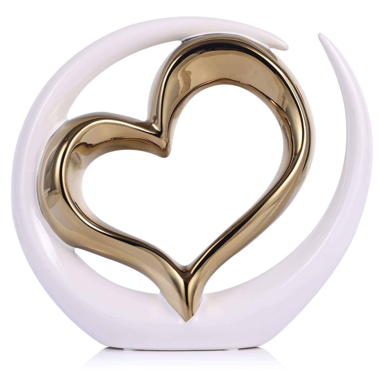Amazon.com: oliruim White Gold Ceramic Heart Statues Decor