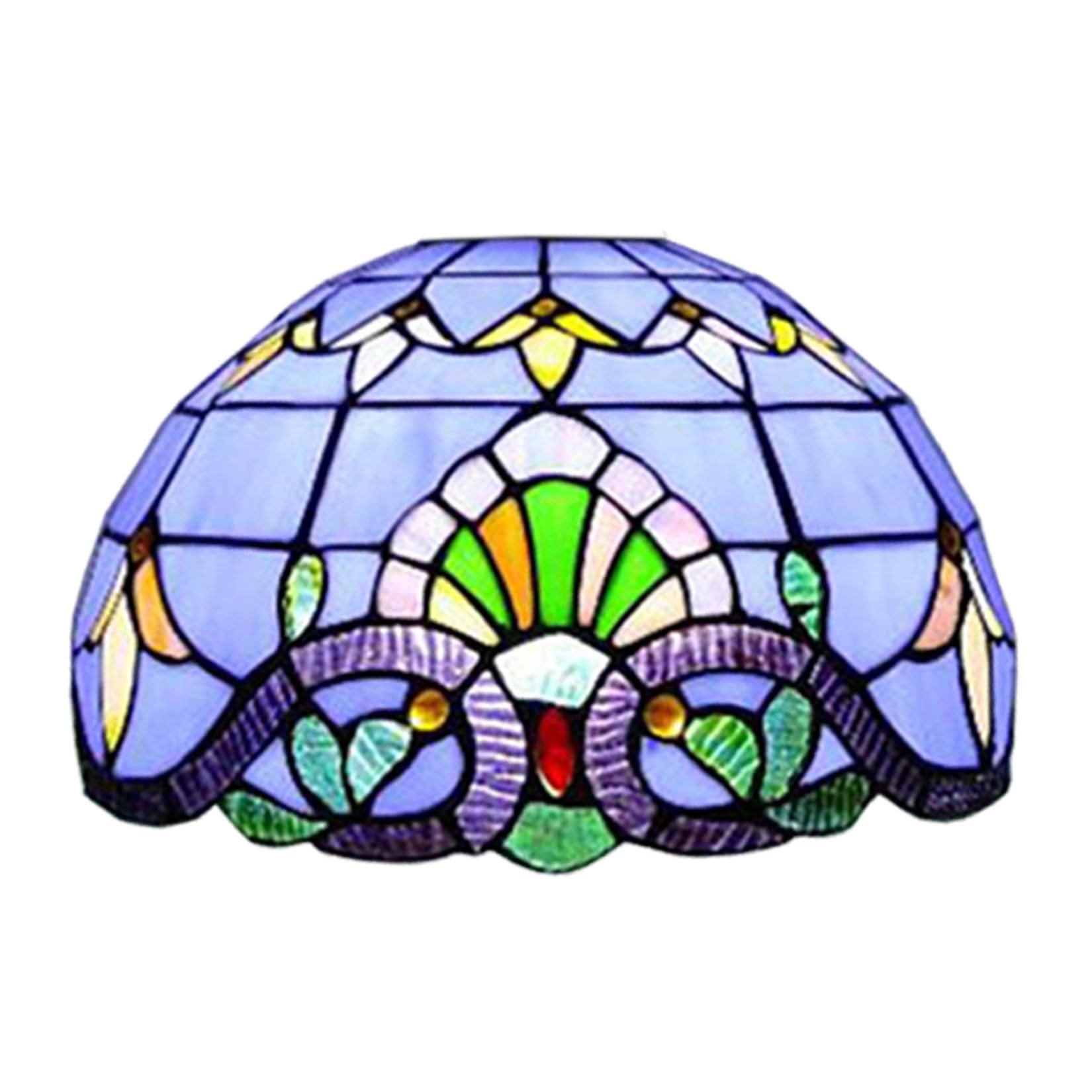 SaryEdge Baroque Lamp Shade Replacement Only 12 Inch Tiffany Stained Glass Lampshades, Vintage Beige Blue Green Mahogany Elegant Light Cover for Arched Floor Lamp Torchiere Lamp Pendan，Blue