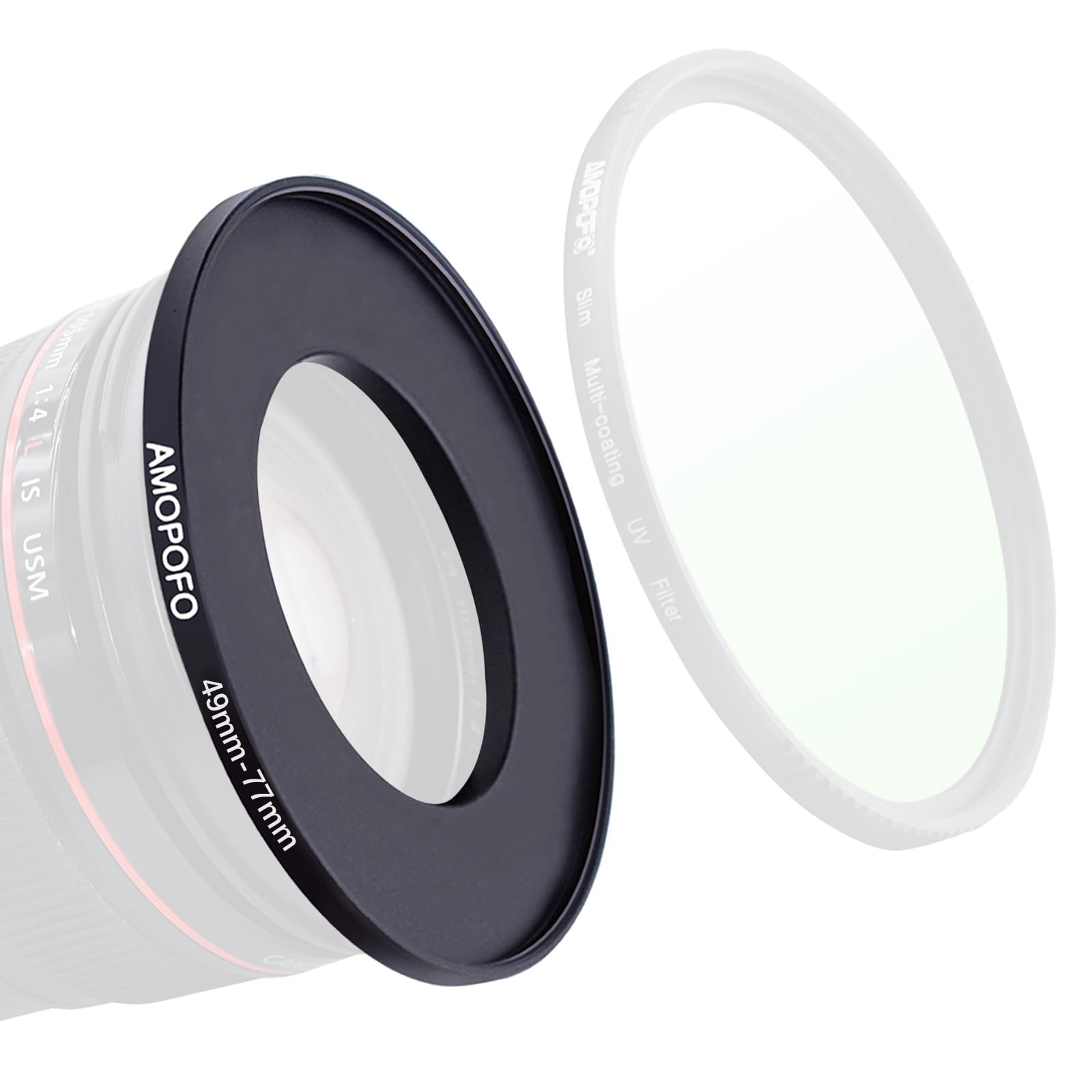 49mm to 77mm Step-Up Ring Filter adapter/49mm to 77mm Camera Filter Ring ;Compatible All Brands 49 mm Lens and 77 mm UV,ND,CPL,Metal Step Up Ring