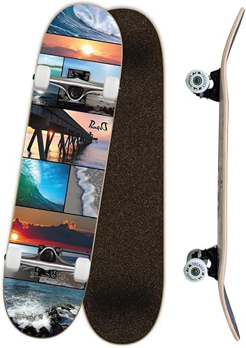 Miniatura 8 de Yocaher Punked - Patineta completa de 7.75 x 31 pulgadas con cinta de agarre BlackWidow, camión de aleación de aluminio, rodamiento ABEC-7, ruedas