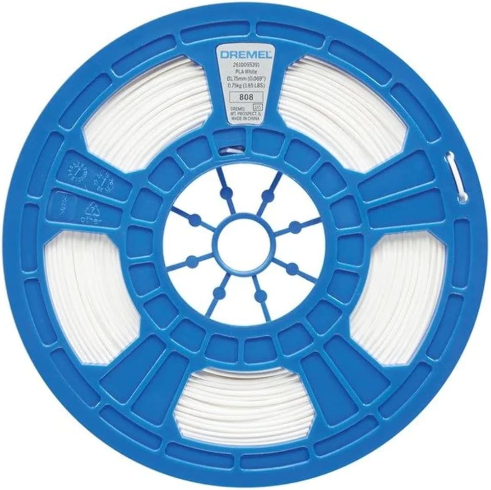 Dremel DigiLab PLA-GOL-01 3D Printer Filament, 1.75 mm Diameter, 0.75 kg Spool Weight, Gold, RFID Enabled, New Formula and 50 Percent More per Spool PLA-WHI-01 1