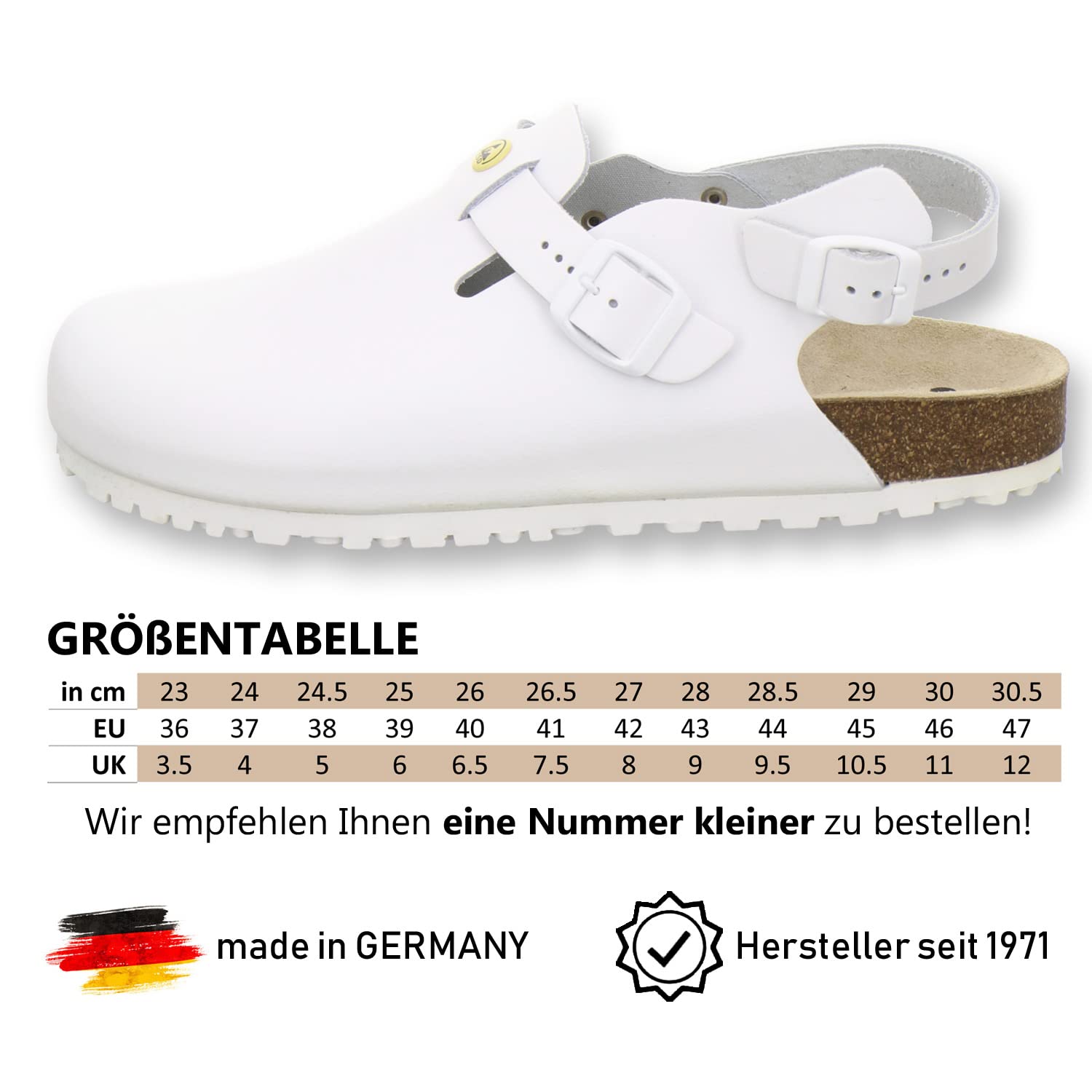 AFS-Schuhe 31940 Zapatos de trabajo para mujer y hombre antiestáticos, zapatos de trabajo de piel, zapatos de enfermería, zapatos de laboratorio