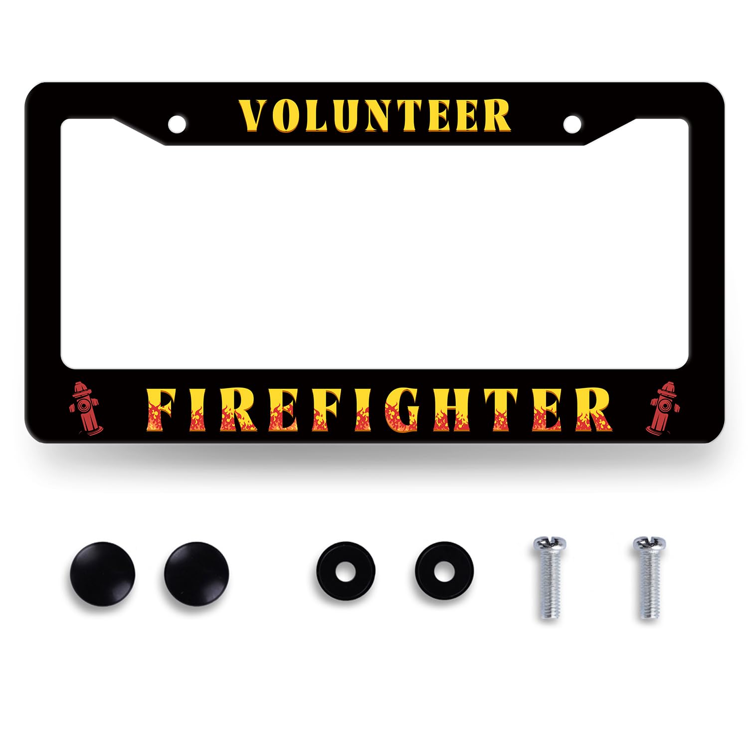 Firefighter License Plate Frame Fire Red Lines License Plate Personalise Men Women Car Decoration Stainless Steel Funny License