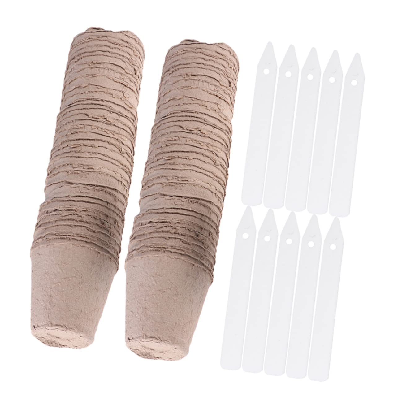 BESTonZON 100 Pezzi Vasi Biodegradabili per Semina con Etichette per Piante Vasi da per Coltivazione Sicura e Verdure per Decorazioni e Giardinaggio Sostenibile