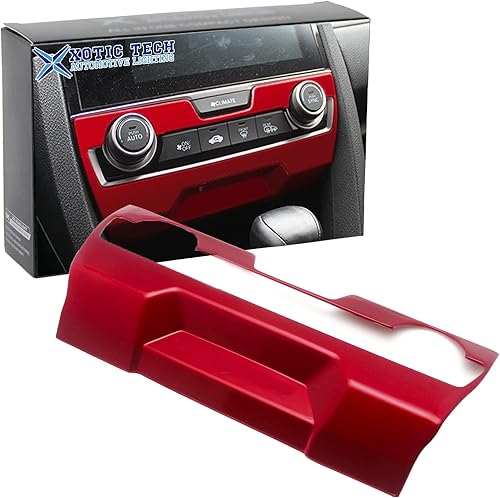 Xotic Tech - Panel de consola central, cubierta de control de clima de CA, color rojo deportivo, compatible con Honda Civic de 10 generación