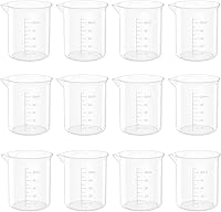 Goiio 12 Pack 50ml Transparent Plastic Beakers - Lab Measuring Cups for Science Experiments, Kitchen, School (1.7oz)