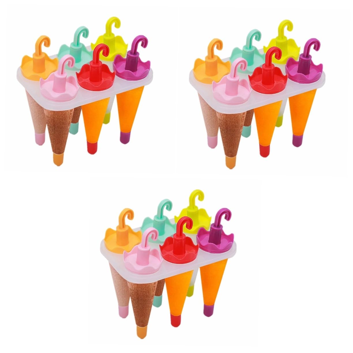 BESTonZON 18piezas Molde De Helados Forma De Paraguas Moldes Reutilizables Para Coloridos Perfectos Para Fácil Desmoldeo Agua Caliente