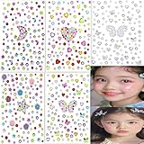 MOCOXYKLXY ラインストーン シール 5枚セット フェイスシール 3Dキラキラ 舞台化粧フラッシュドリルアクセサリー 携帯電話装飾 DIY用品 手芸用品 祝日の贈り物 (フラワーストーリーブレンド、舞蝶リフレクティブA、ハートカラーブレンド、ギャラクシーグラデブレンド、舞蝶リフレクティブB)