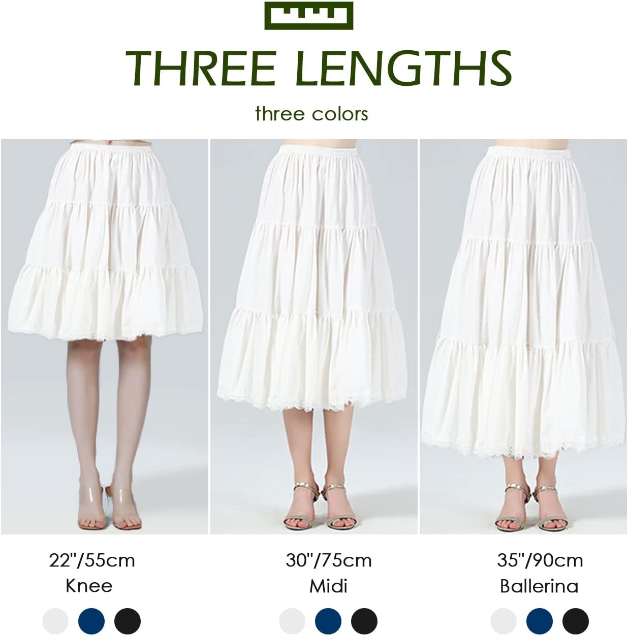 BEAUTELICATE Women 100% Cotton Skirt 3 Tiered A-Line Retro Medieval Skirt - Image 6