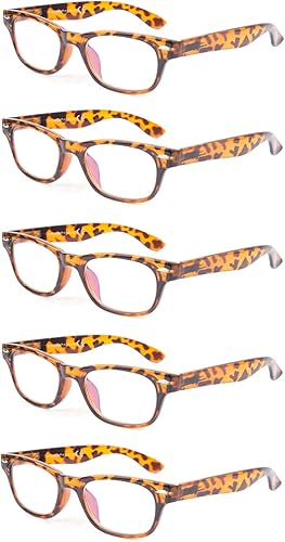 Miniatura 10 de EYE ZOOM Paquete de 5 lentes de lectura con marco de plástico vintage con bloqueo de luz azul para hombre y mujer