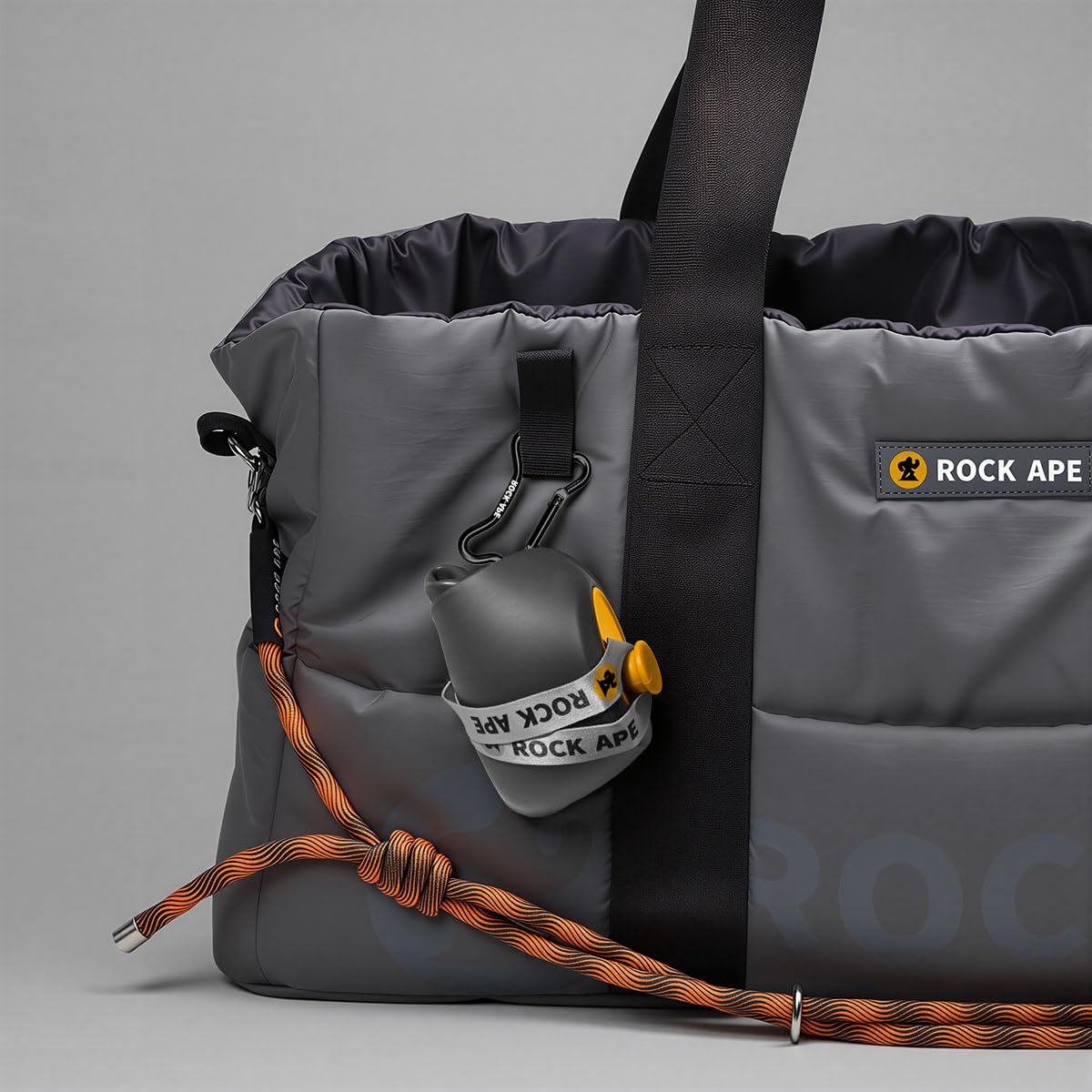 ROCK APE Botella de agua plegable de silicona para perros con cuenco, sin BPA, a prueba de fugas, operación con una sola mano, color gris