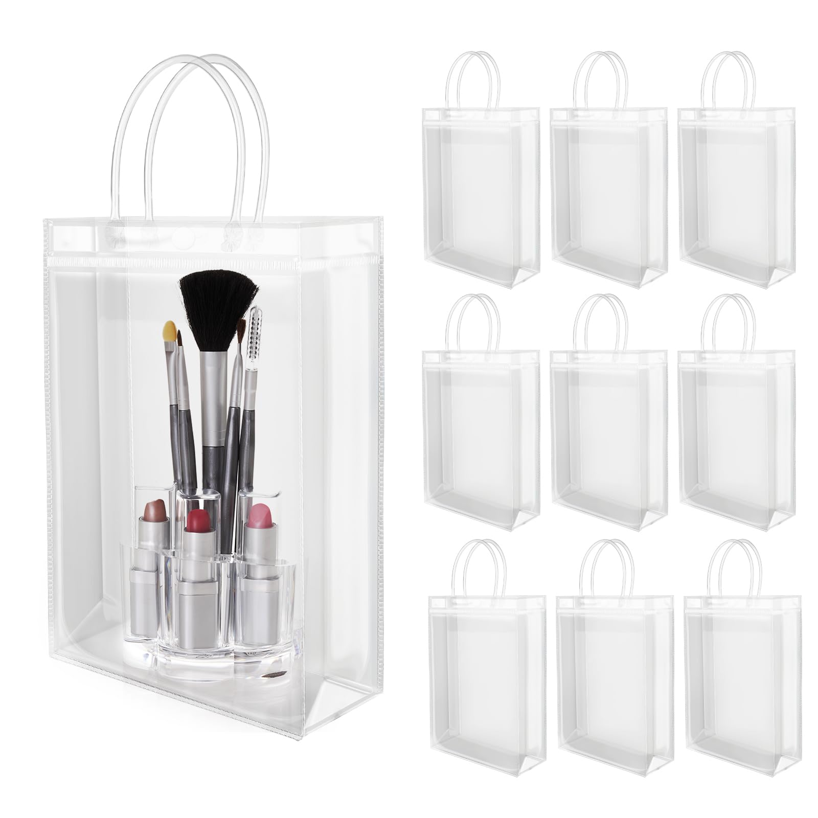 5Pcs Reusable Clear Pvc Plastic Tote Bags With Handles For Gifts - View #8