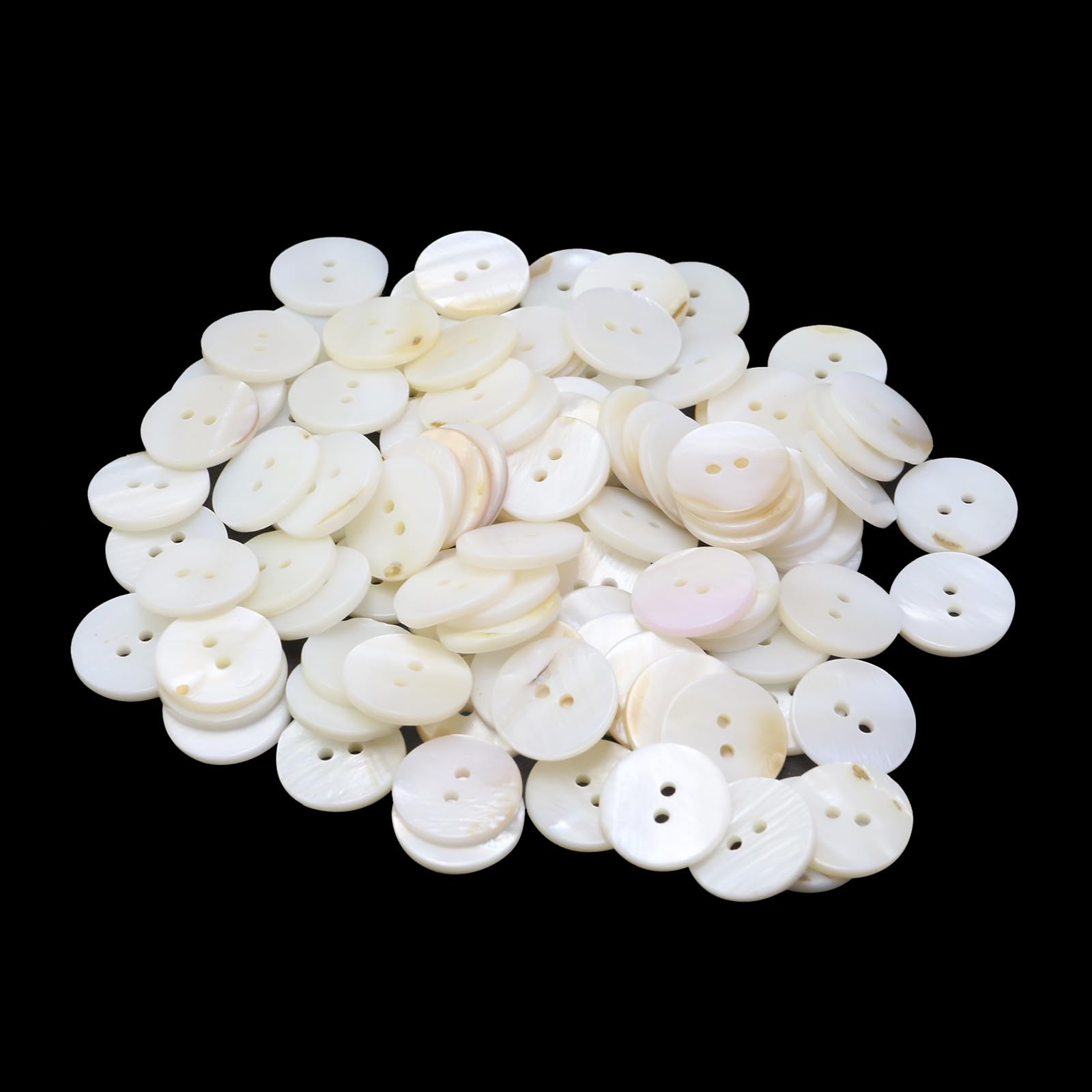 Semetall Pearl Button 100pcs,White Genuine Mother of Pearl Buttons Set,Natural Shell Buttons for DIY Sewing Crafts, Clothes(18mm,2 Holes)