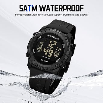 NAVIFORCE Mens Sports Watch Waterproof Digital Watch Stopwatch Alarm Countdown Rubber Band Wrist Watch for Women