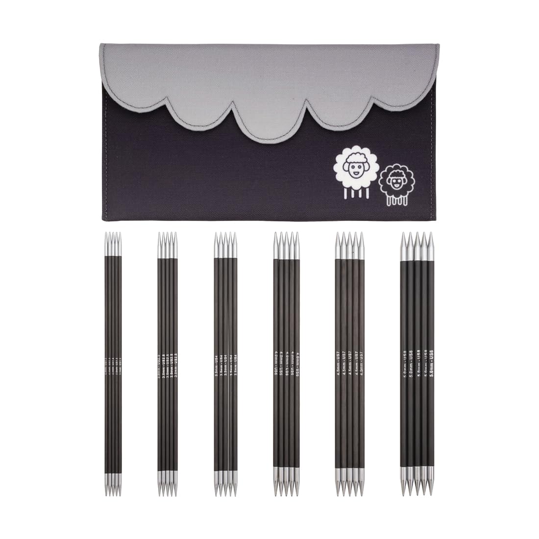 KnitPro Karbonz Starter Double Pointed Needle Set 8" (20cm) | 6 Sizes (2.5mm to 5mm)