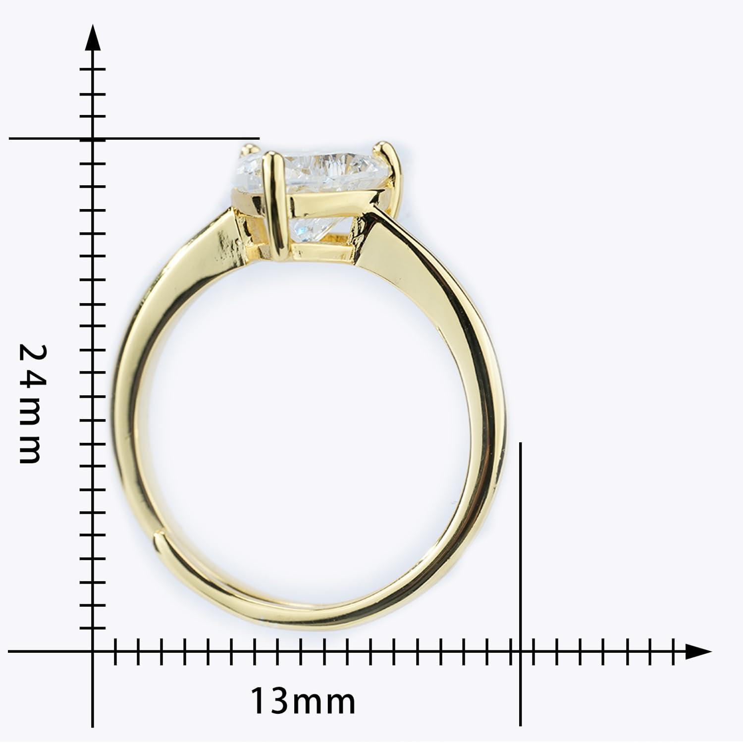 Sterling Silver Heart Embrace Engagement Ring, Solitaire with Adjustable Band