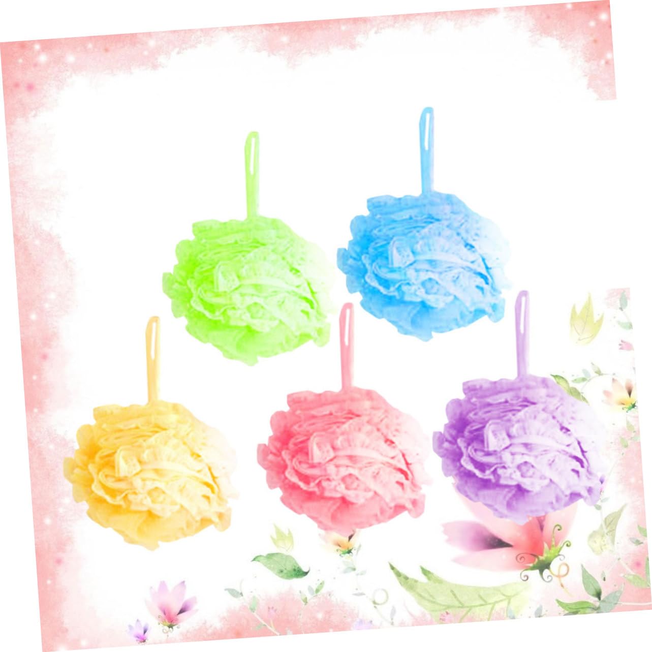 DOITOOL 5piezas Esponjas De De Exfoliante Encaje Balones y Acolchadas Para Cuidado Mezclados