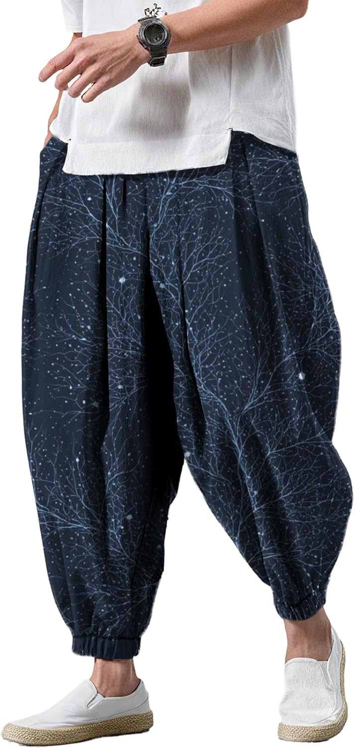 Relax Wide Leg Pants Hippy Boho Pants Men Hip Hop Street Casual Sports Trousers for Men Plus Size 2025 Baggy