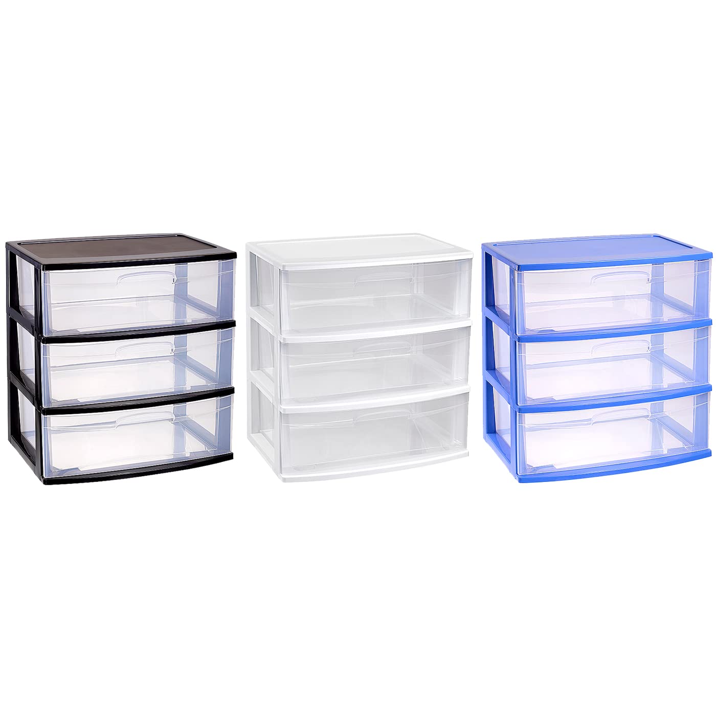 Acan Plastic Forte – Cassettiera Nilo a 3 cassetti, in colore bianco, 60 x 56 x 39,5 cm, con doppio foglio, grande, trasparente