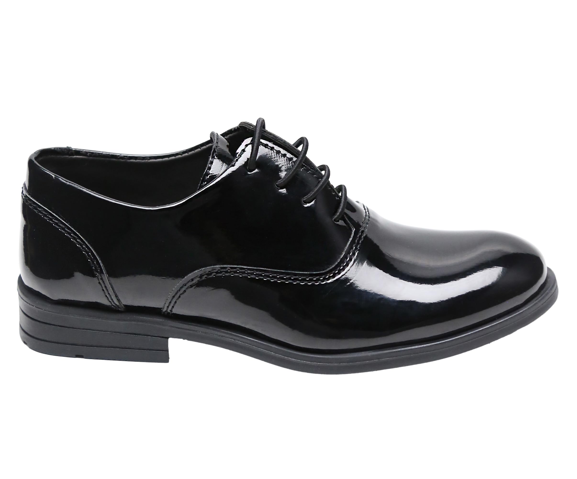 SIRRI Schwarze Oxford-Schuhe aus Lackleder für Jungen, Klassische Schnürschuhe für Hochzeiten und Bälle