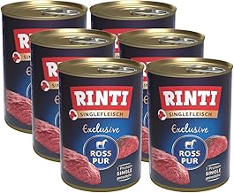 Bundle RINTI Single Meat Ross 6 x 400 g, Monoprotein Wet Food, Grain-Free, Protein Rich & No Additives, Includes Snack Dokas Chicken Roll