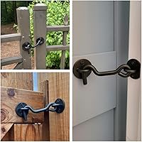 Vista 4 de Pestillo de Gancho y Argolla de Privacidad de 4" para Portón, Cierre Fácil para Puerta de Granero, Negro