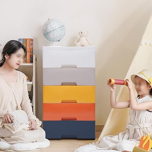 Miniatura 2 de Cajones de plástico, armario de almacenamiento de 5 cajones, torre vertical apilable de almacenamiento de ropa, armario alto y pequeño para