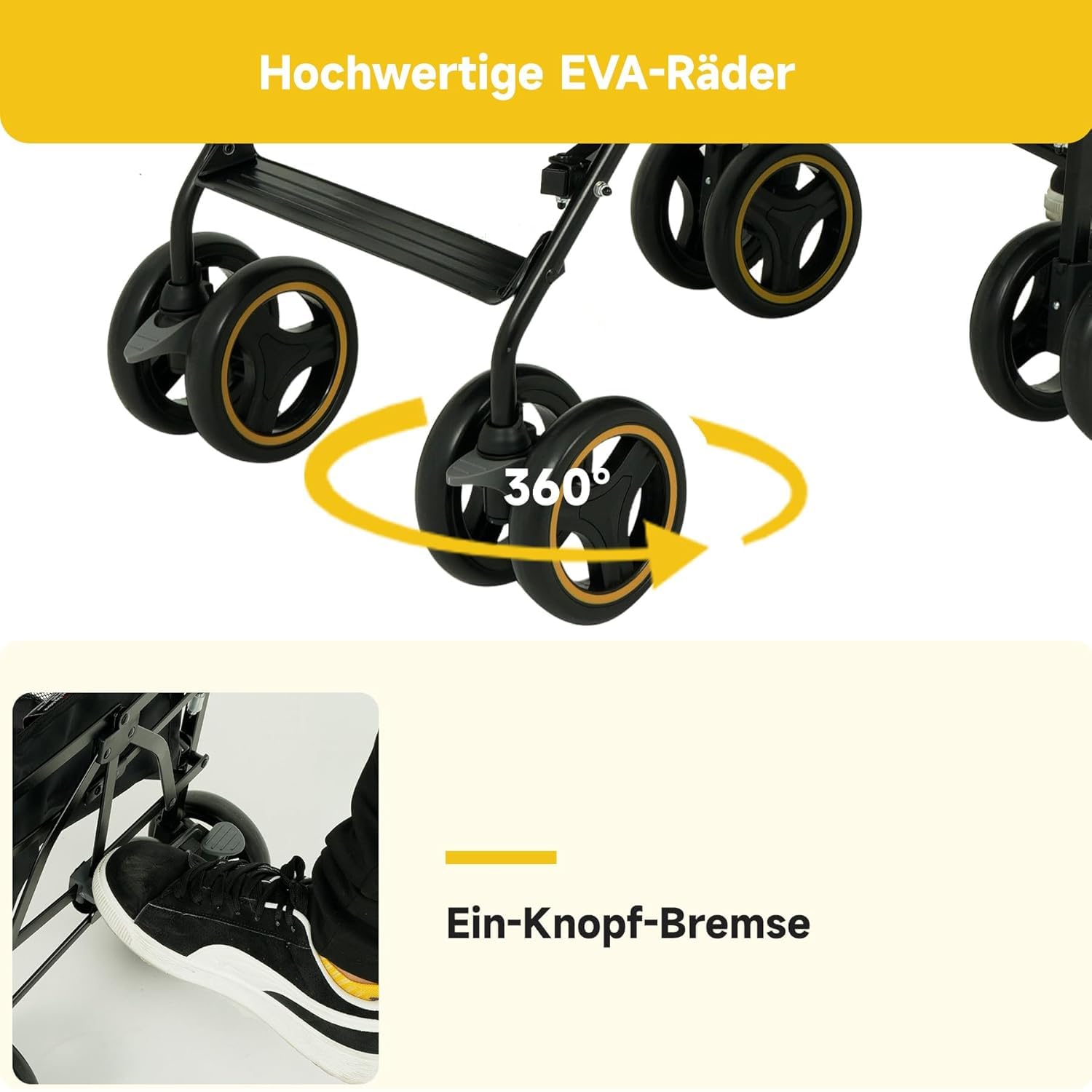Jovikids Kinderwagen, Buggy Klein Zusammenklappbar mit Liegefunktion, Klappbar Reisebuggy bis 22kg Inkl. Sonnenverdeck, Regenverdeck und Getränkehalter (Grau) (Schwarz)