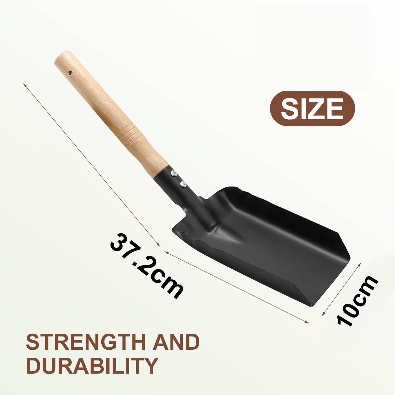 Heavy-Duty MINI Metal Coal Shovel, Durable Steel Scoop with Comfortable Wooden Handle for Fireplace Stove, Ash - Image 2