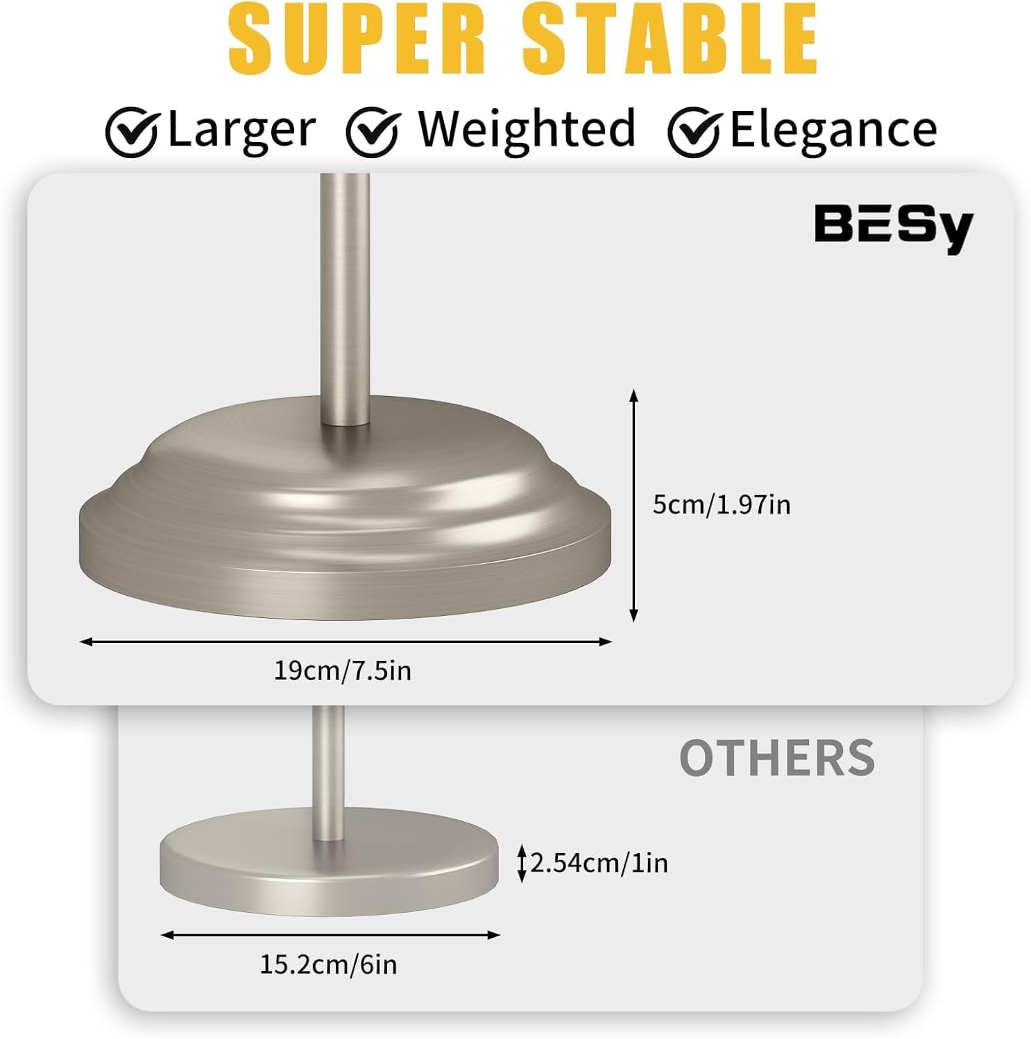 BESy Toilet Paper Holder Stand SUS 304 Free Standing Bathroom Tissue Holder with Storage Hardware Accessories Rack Hand Towel Bar Rustproof Lavatory Tissue Roll Holder Floor Modern Brushed Nickel