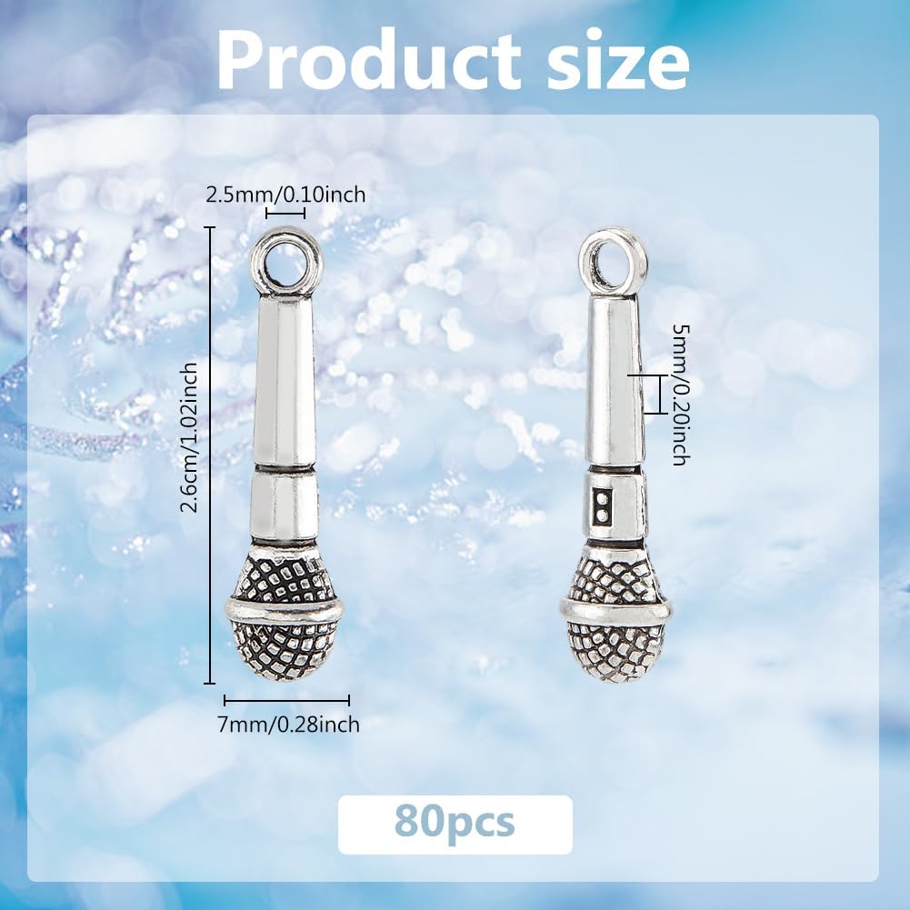 DICOSMETIC Microphone Charms Alloy Music Theme Charms Vintage Microphone Pendants for DIY Necklace Bracelet Keychain Zipper Jewelry Making image 2