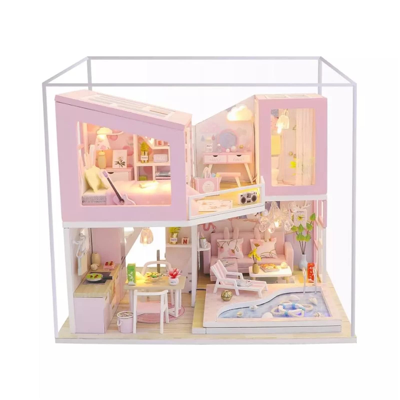 Amazon.co.jp: ドールハウスモデル DIY 3D木製ミニチュアハンドメイド