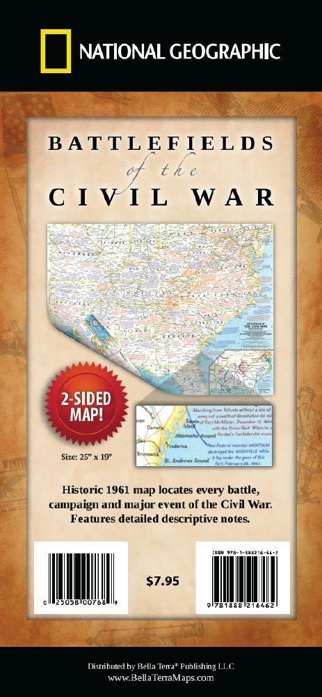 National Geographic 1961 Battlefields of The Civil War Map