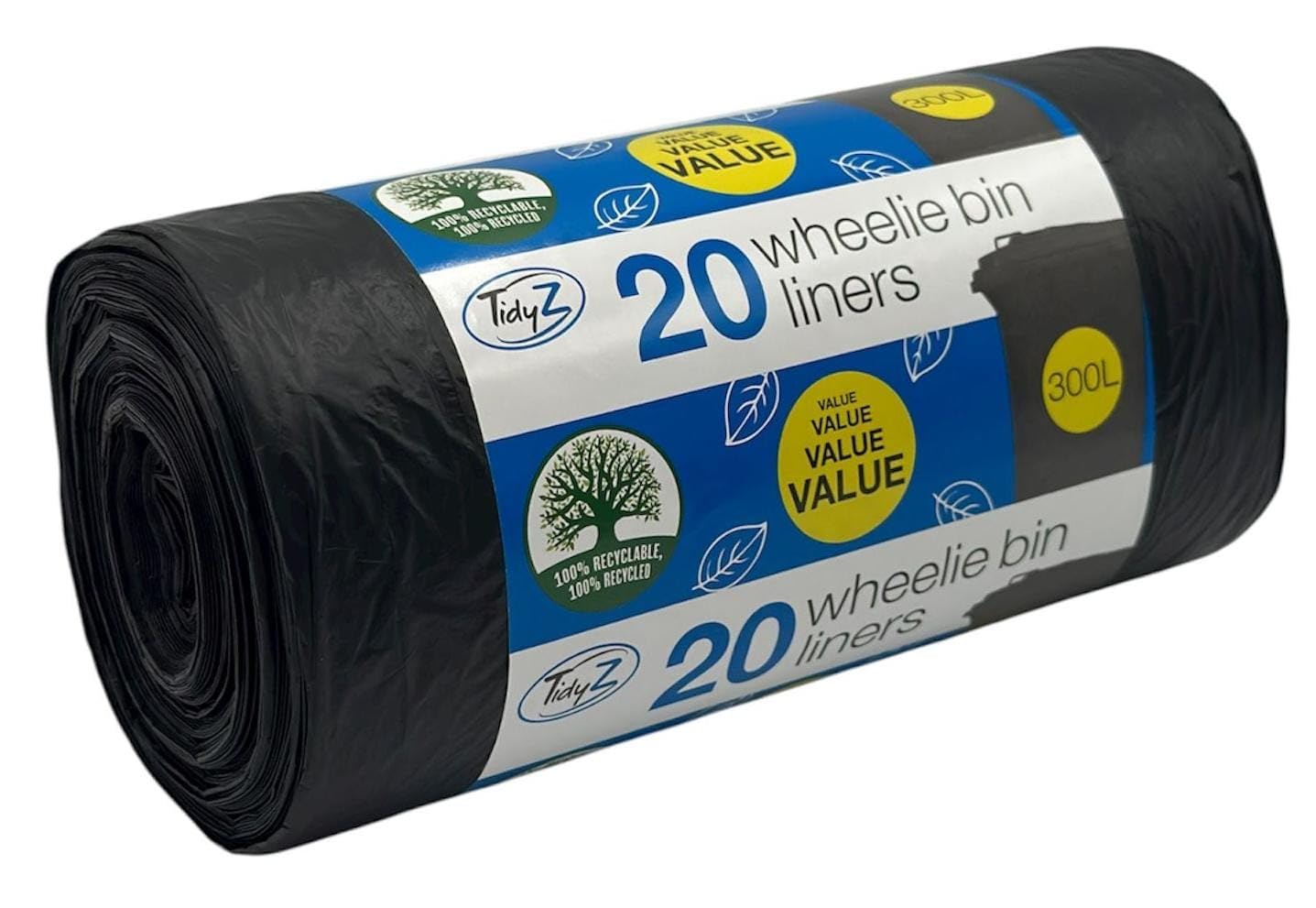Tidyz Black Wheelie Bin Liners - 15 Liners Pack - 300L