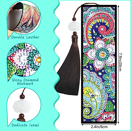 Mwoot 2 Pcs Mandala 5D Diamond Pasted Painting Bookmarks DIY Beaded Bookmarks, Diamond Beaded Painting Bookmark Tassel - Image 2