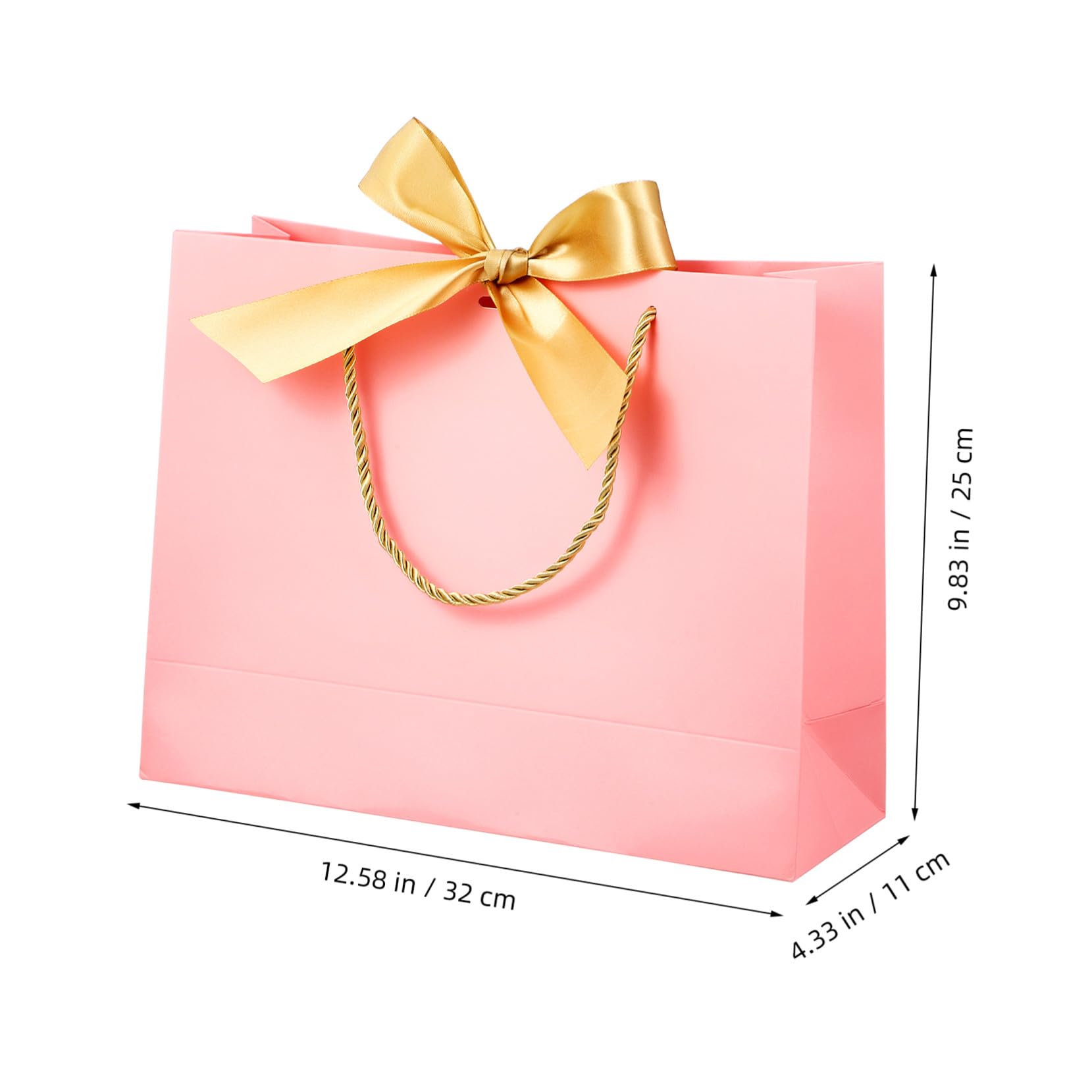 LOLIPPYY 10 Stück Teiliges Geschenktüten mit Griffen und Schleifenband Papiertragetaschen für Hochzeit Party Geschenkverpackung Stabile Tragegriffe Klassisches Design in Weiß und Rosa