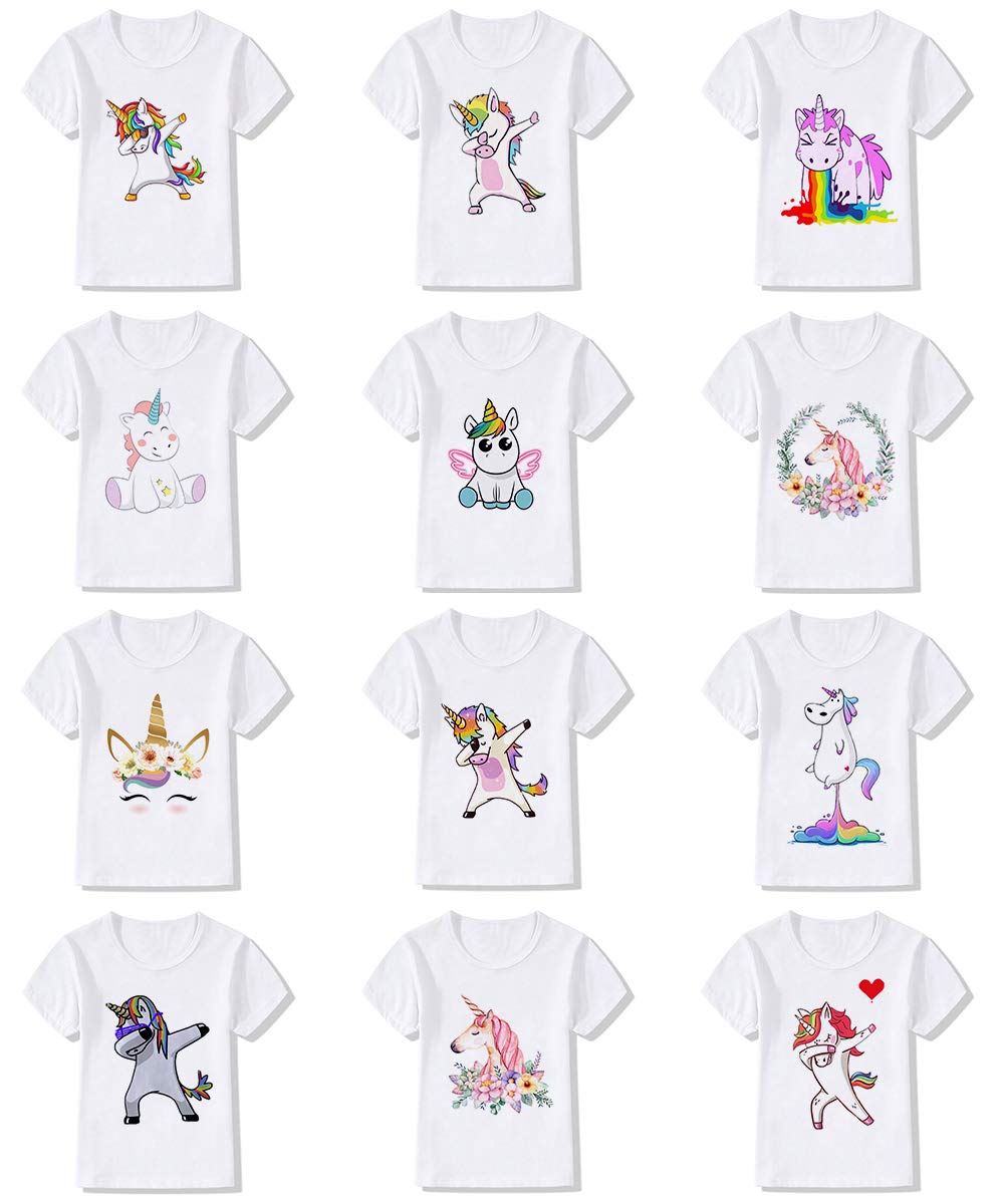 12-Pack Unicorn Graphic Girl Party Summer Clothes Girls Fitted T Shirt