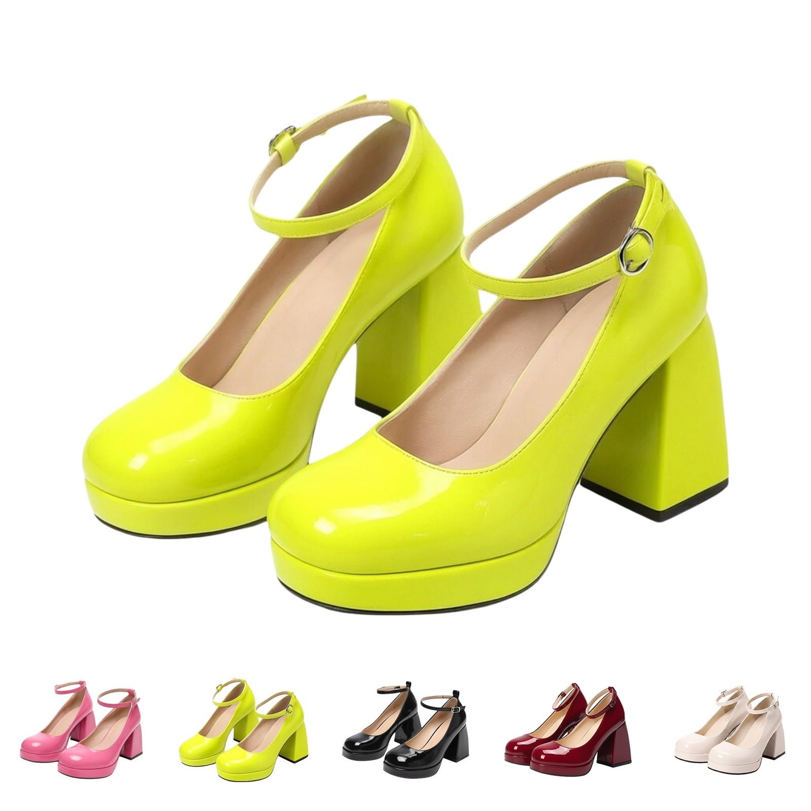 Mary Jane - Zapatos de tacón alto para mujer, con plataforma