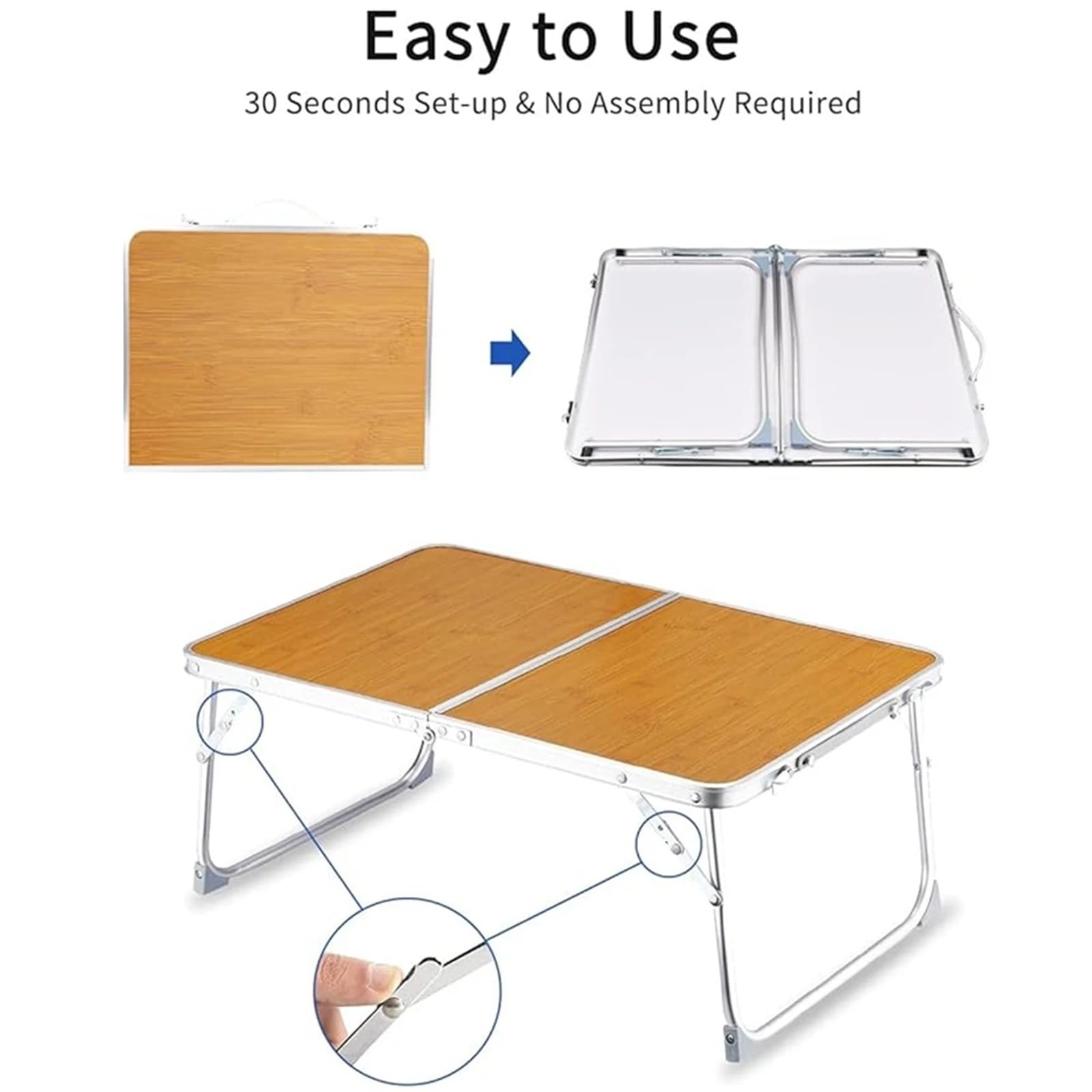 Tragbarer, faltbarer Laptop-Schreibtisch – Mini-Bett-Tablett für Studium, Arbeit, Essen und Reisen – vielseitiger verstellbarer Tisch mit rutschfesten Füßen für Zuhause, Büro und Camping