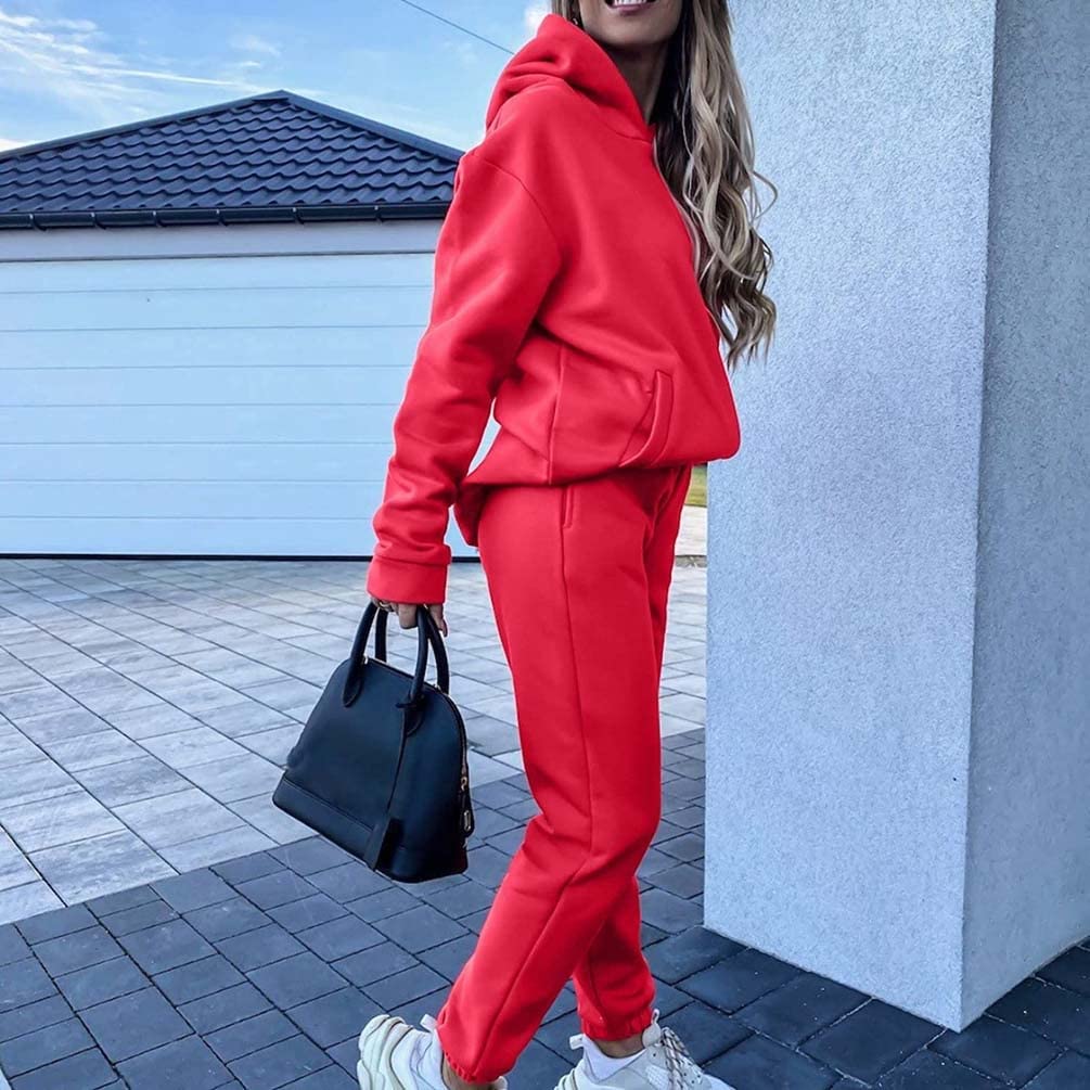 GOUJIAN Tuta Da Jogging Da Donna Pantaloni Da Jogging Giacca Sportiva Tuta Sportiva Pantaloni Fitness Felpa Con Cappuccio Tuta Fitness Tuta Allenamento For Il Tempo Libero Tuta Da