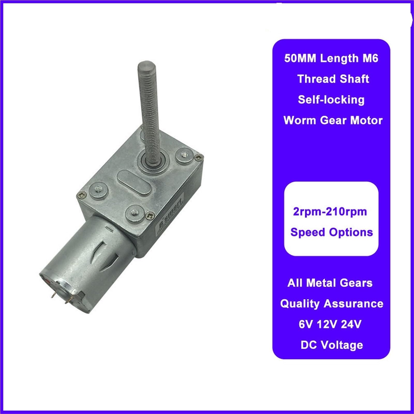 JGY370 6V 12V 24V silnik ślimakowy ślimakowy M6 długość 50 mm silnik z przekładnią ślimakową 1 szt. (66 obr./min, 12 V)