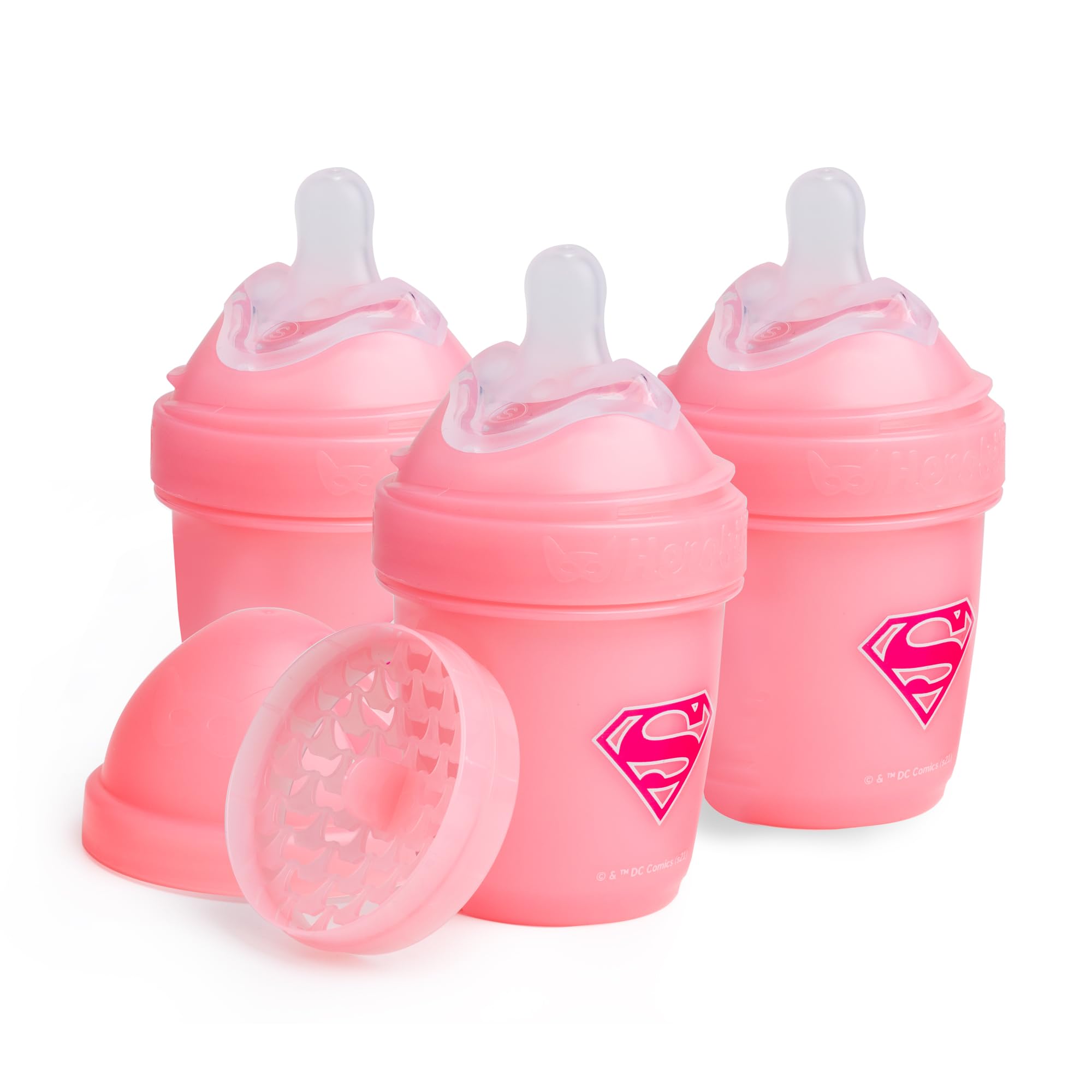 Supergirl DC Comics - Biberones anticólicos Herobility dobles - 140 ml (5 onzas líquidas) - Paquete de 3 biberones