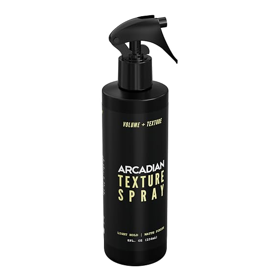 Arcadian Texture Spray Volumizing Pre-Styler & Finisher with Aloe, Tea Tree & Peach Kernel Oil Matte Finish, Lightweight Hold 8 oz