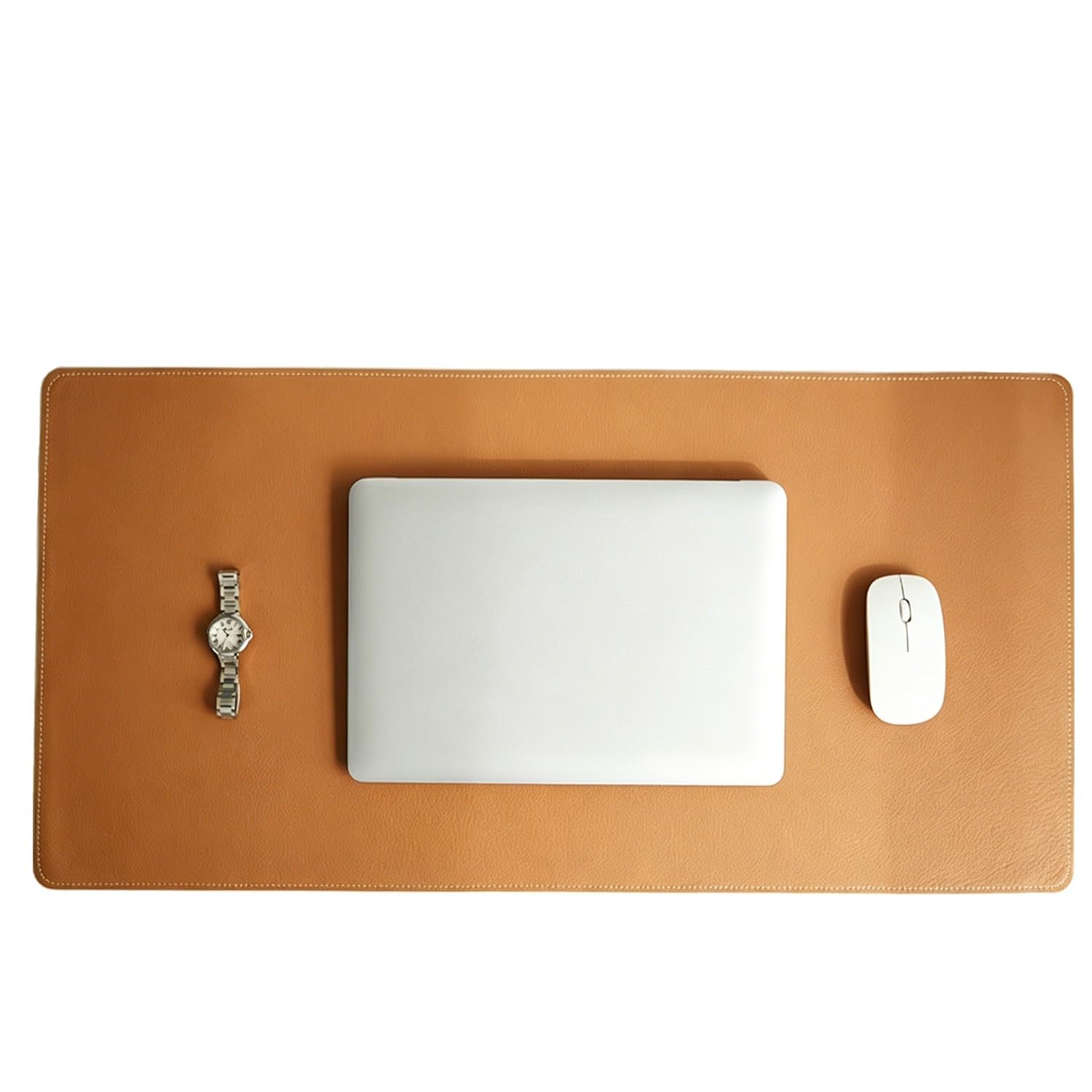 Tappetino da scrivania in vera pelle 120x60cm grande antiscivolo, Sottomano impermeabile e resistente per tastiera, mouse e laptop(Brown,110x50cm)