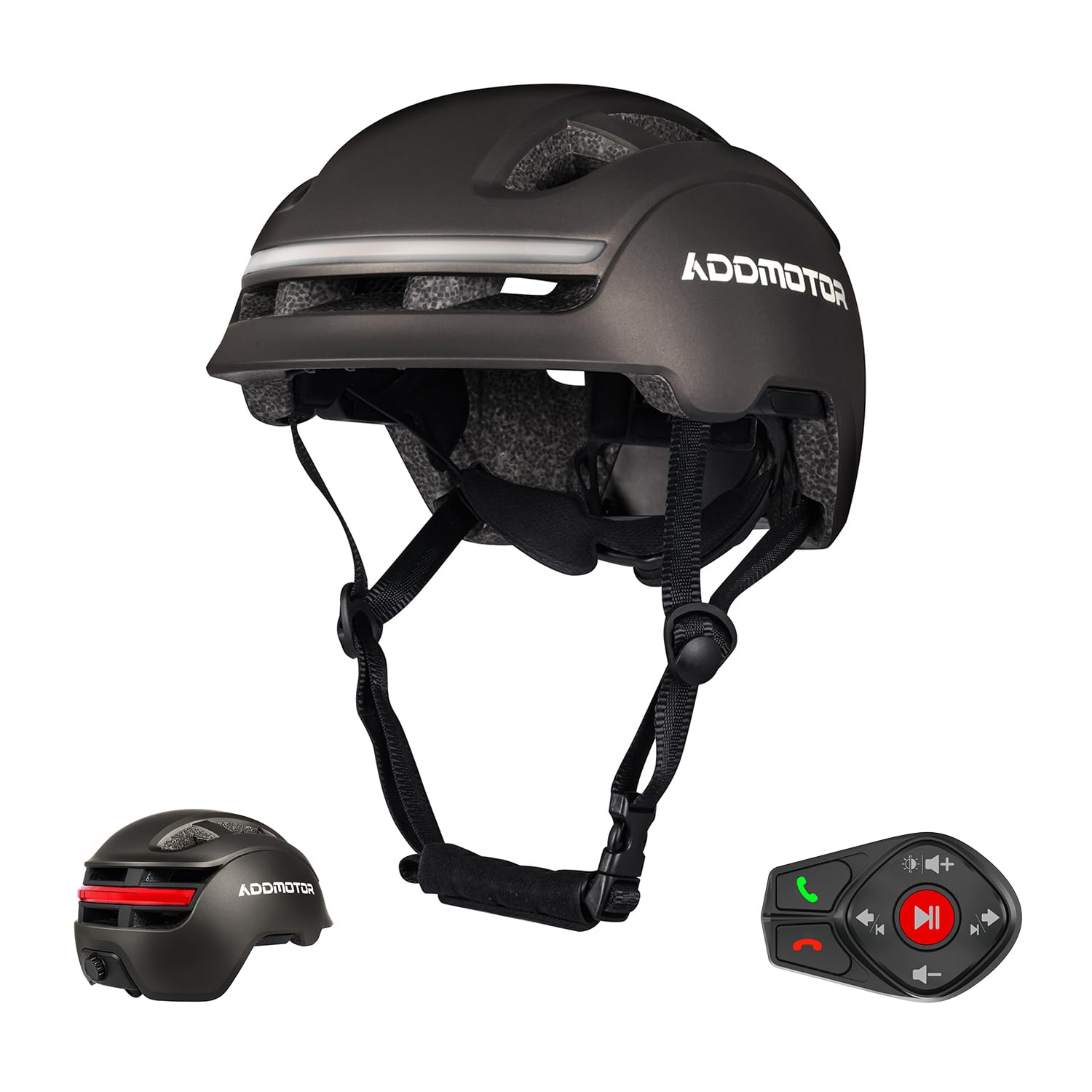 ADDMOTOR Smart Bike Helmet for Adults Men Women, Ebike Helmet with Bluetooth, Certified Helmet for Bicycle and Scooter with Built-in Speakers, Front & Rear LED Lights, iOS & Android App (