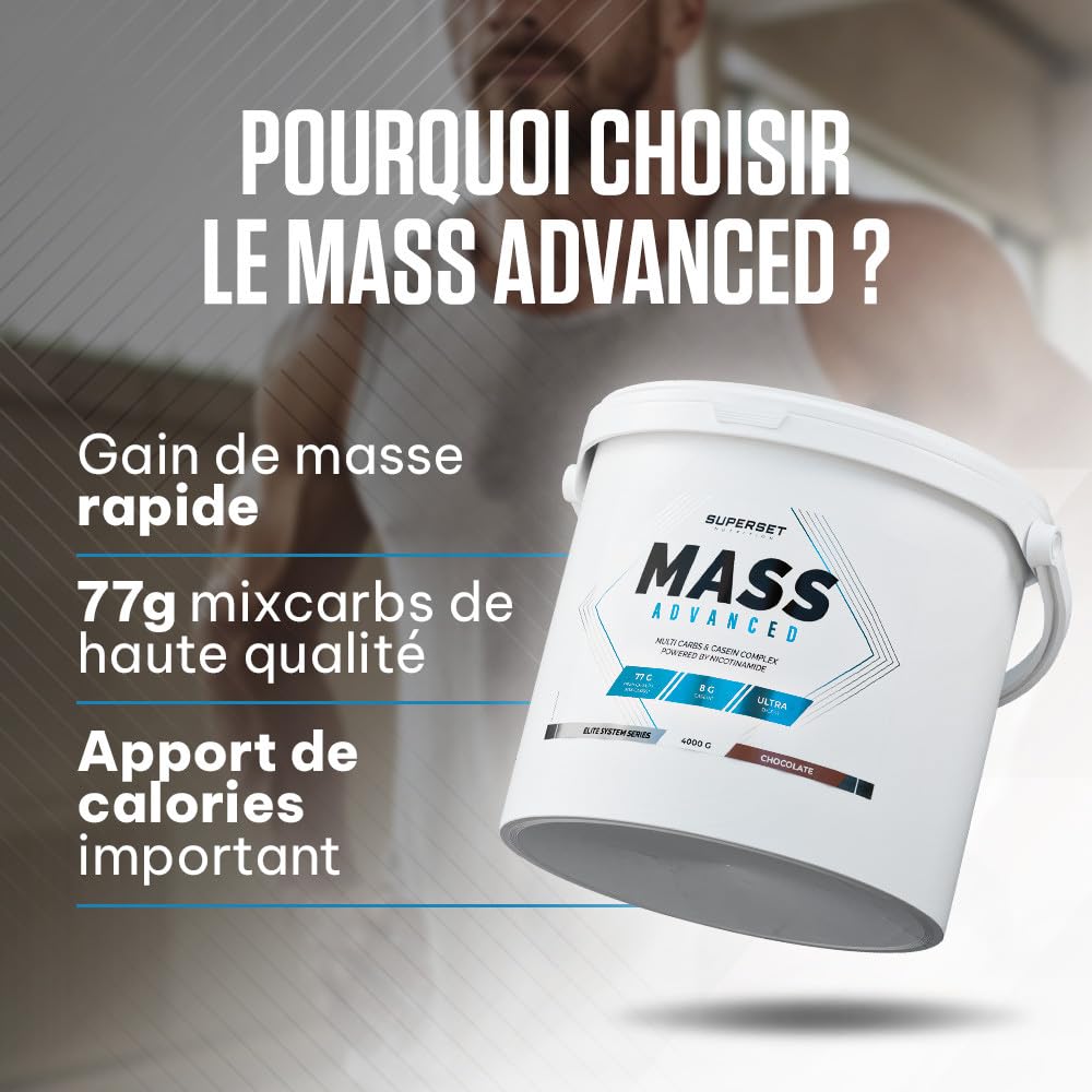 Superset Nutrition | Mass Advanced (4kg) | Gainers | Gainer grand format pour encore plus de masse ! - Chocolat