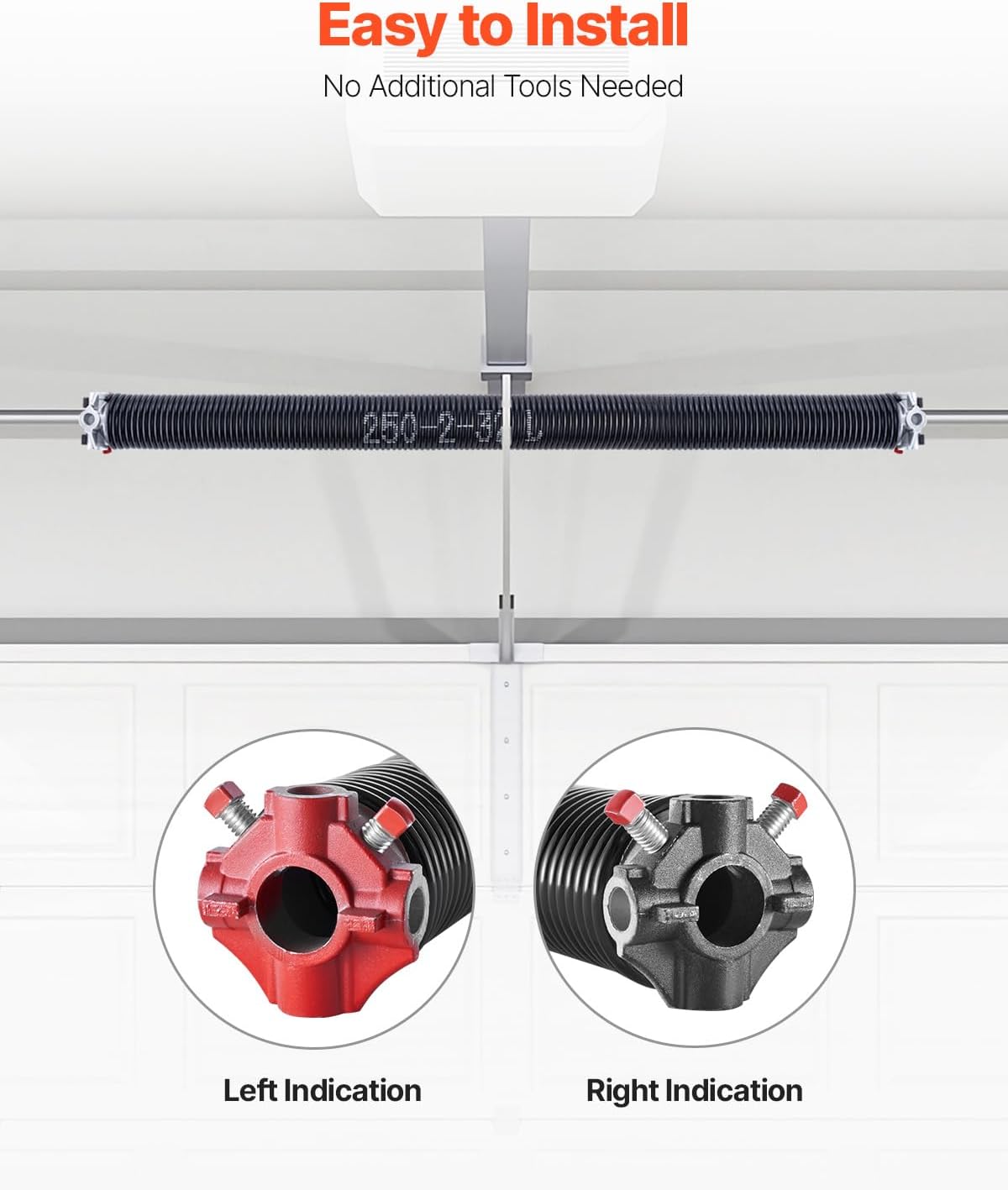 VEVOR Garage Door Torsion Springs, Pair of 0.25 x 2 x 32 in, 16000 Cycles, Electrophoresis Black Coated for Replacement, Garage Door Springs with Non-Slip Winding Bars, Gloves and Mounting Wrench