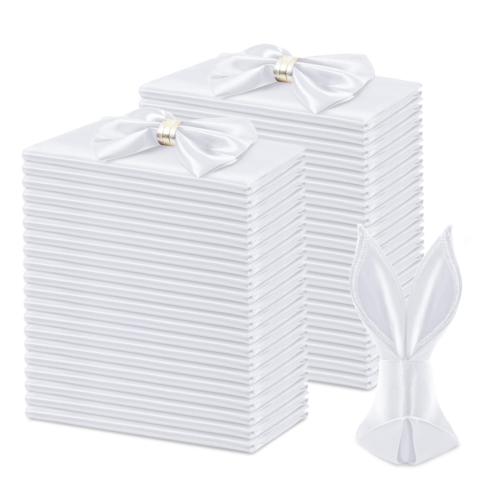 KKJIAF 50 Pack White Square Satin Napkins 17x17 Inch Soft Smooth Cloth Napkins，Silky Table Napkin for Wedding Banquet Party Decoration