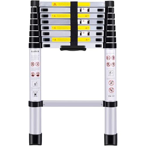 YA MI Telescopic Ladders, EN131 Standards Multi-Purpose Folding Aluminum Extension Ladder(8.5Ft/2.6M)